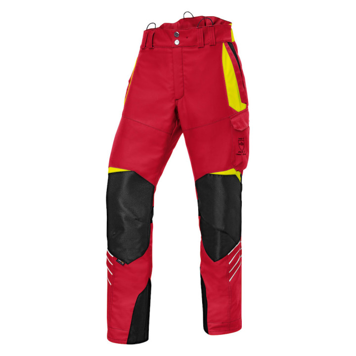 Pantalon anti-coupure Forest rouge et jaune