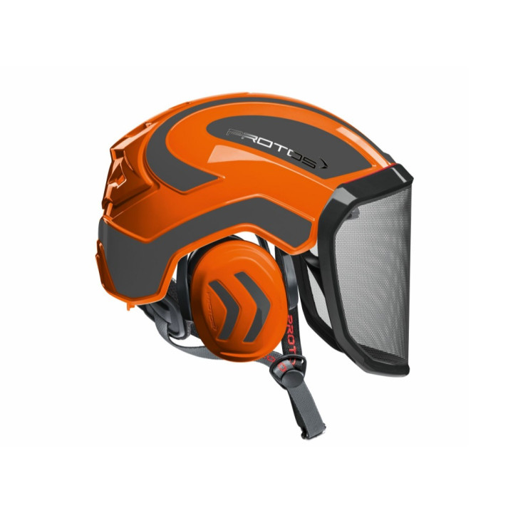 Casque integral Arborist Protos orange et gris