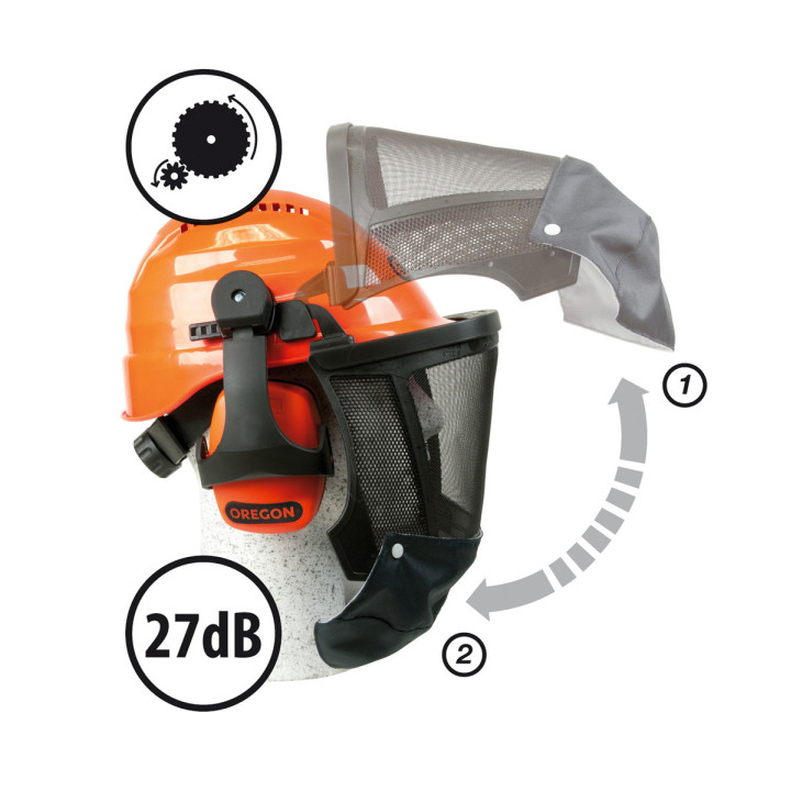 Casque de bûcheron protection complète - Norme EN352-3