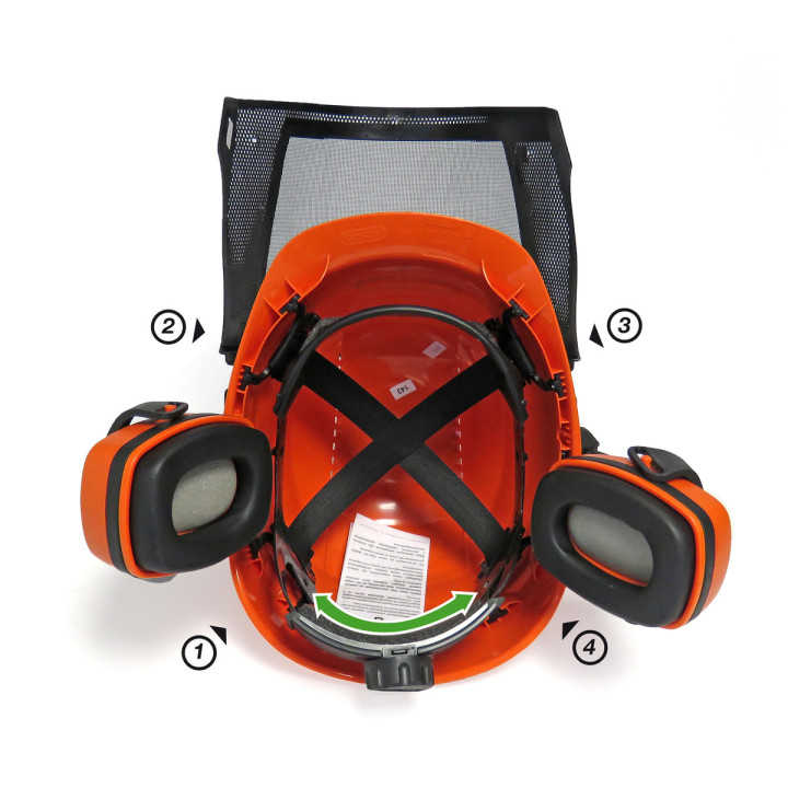 Casque de bûcheron protection complète - Norme EN352-3