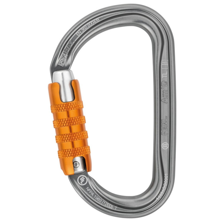 Mousqueton asymétrique Am'D Petzl - gris, noir, doré - EN 362