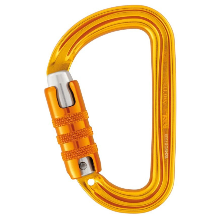 Mousqueton Sm'D Petzl, forme D, aluminium - jaune, noir