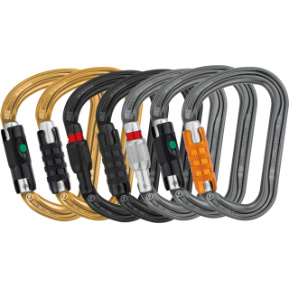 Mousqueton William Petzl, poire, aluminium - gris, noir, doré