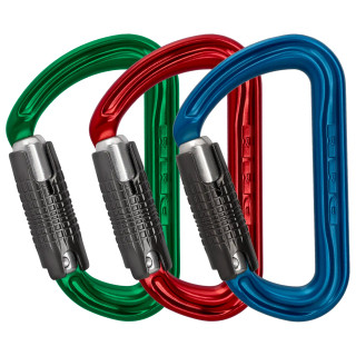 Mousqueton DMM Shadow Locksafe – lot de 3 (bleu, rouge, vert)