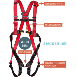 Harnais antichute 2 points Valeur Sûre à boucles automatiques - EN 361