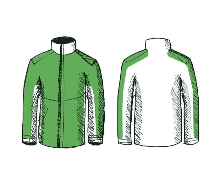 Schéma de la zone de protection de la veste anti-coupure Design B