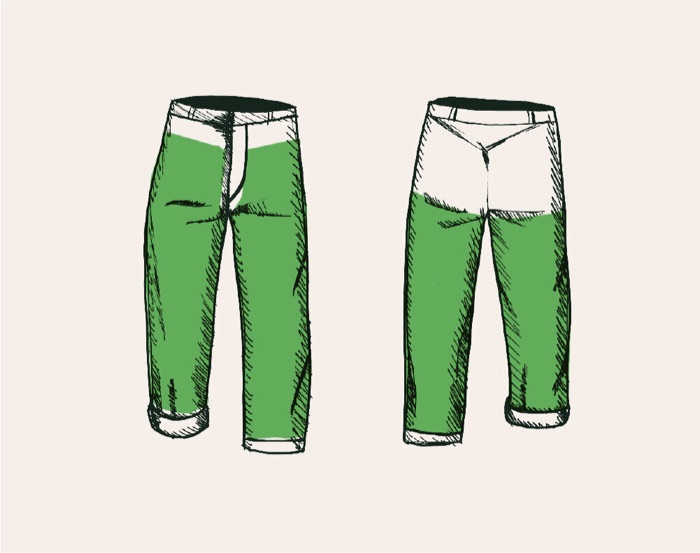 Schéma de la zone de protection du pantalon anti-coupure type C