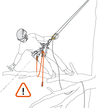 Installation de la longe ZILLON à hauteur des pieds sur la branche de travail