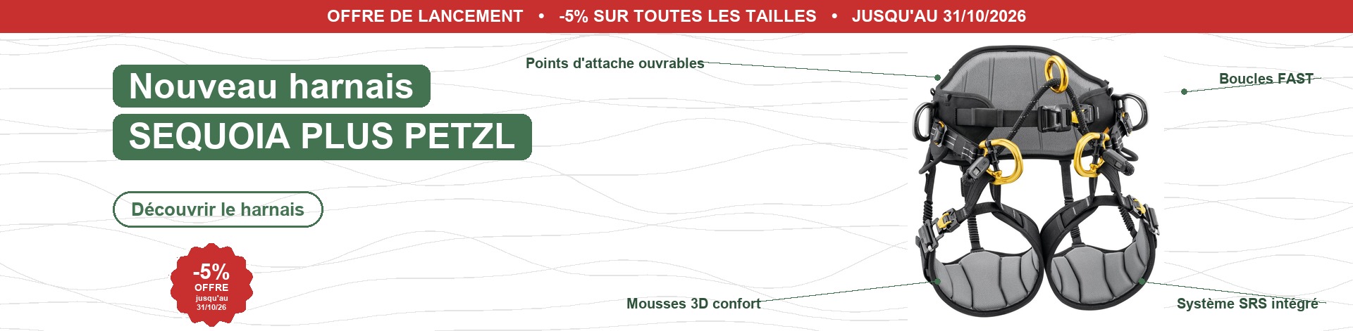 Harnais cuissard SEQUOIA PLUS Petzl - Offre de lancement -5%